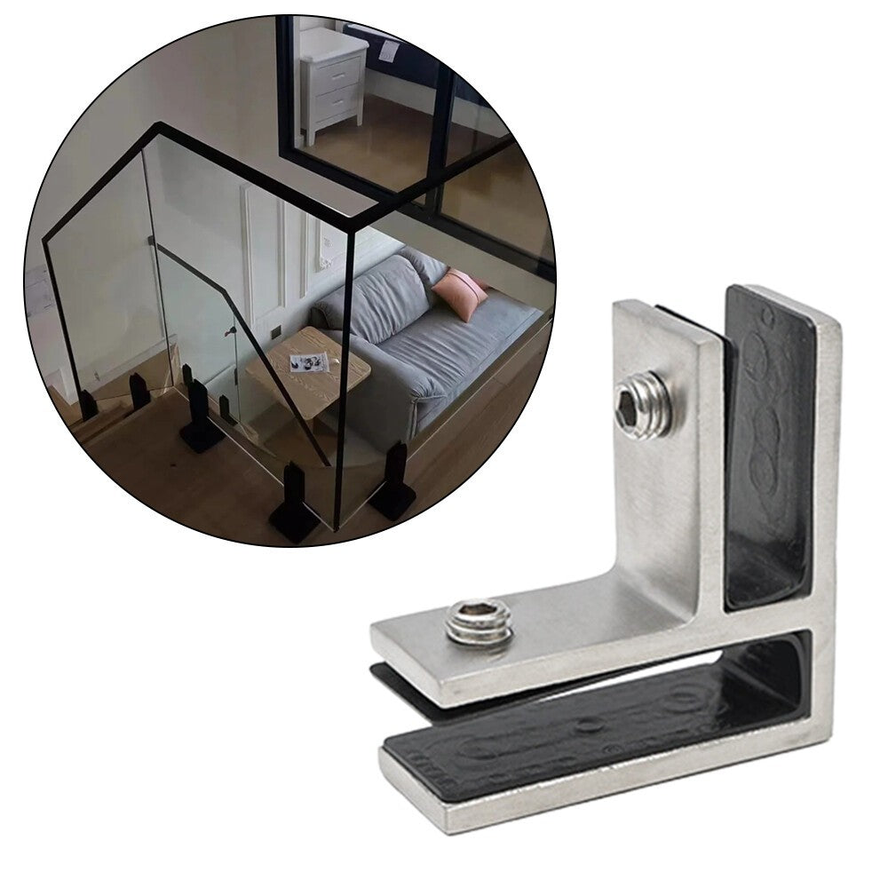 2XStainless Steel 90 Degree Glass Balustrade Stiffener / Clamp 10-12mm - Duplex