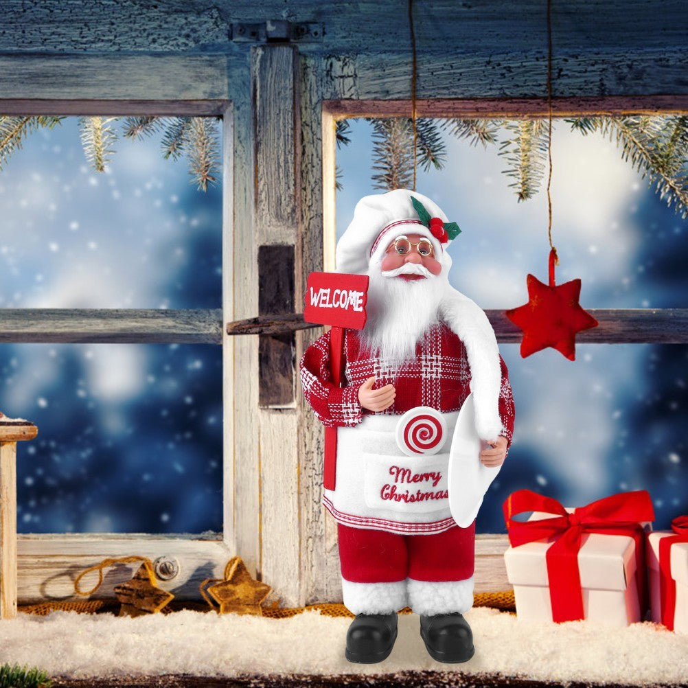 Christmas Santa Fabric Doll Decor Red Xmas Desktop Ornament for Party Decoration