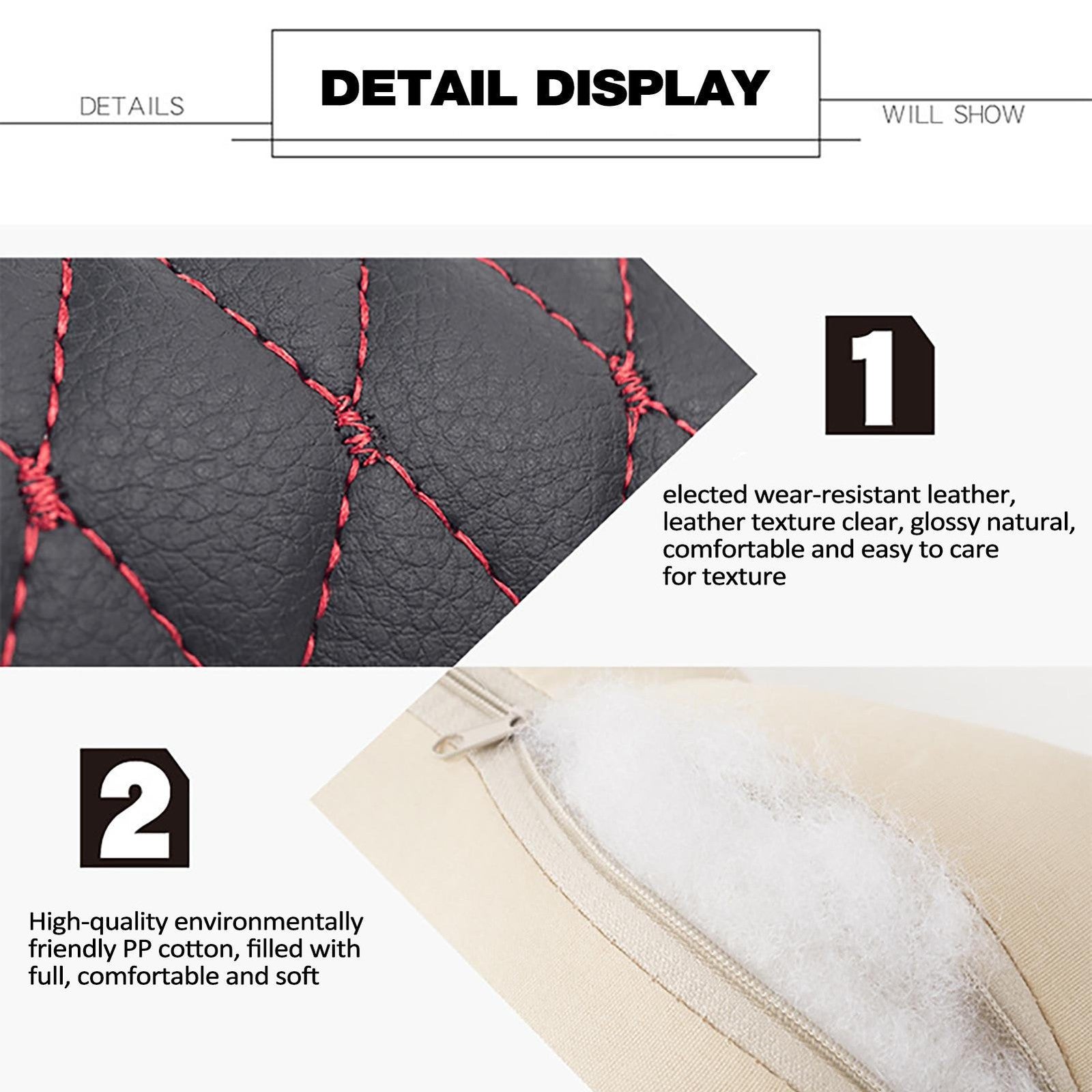 2pc Car Seat Head Neck Rest PU Leather Support Cushion Pad HeadRest Bone Pillow