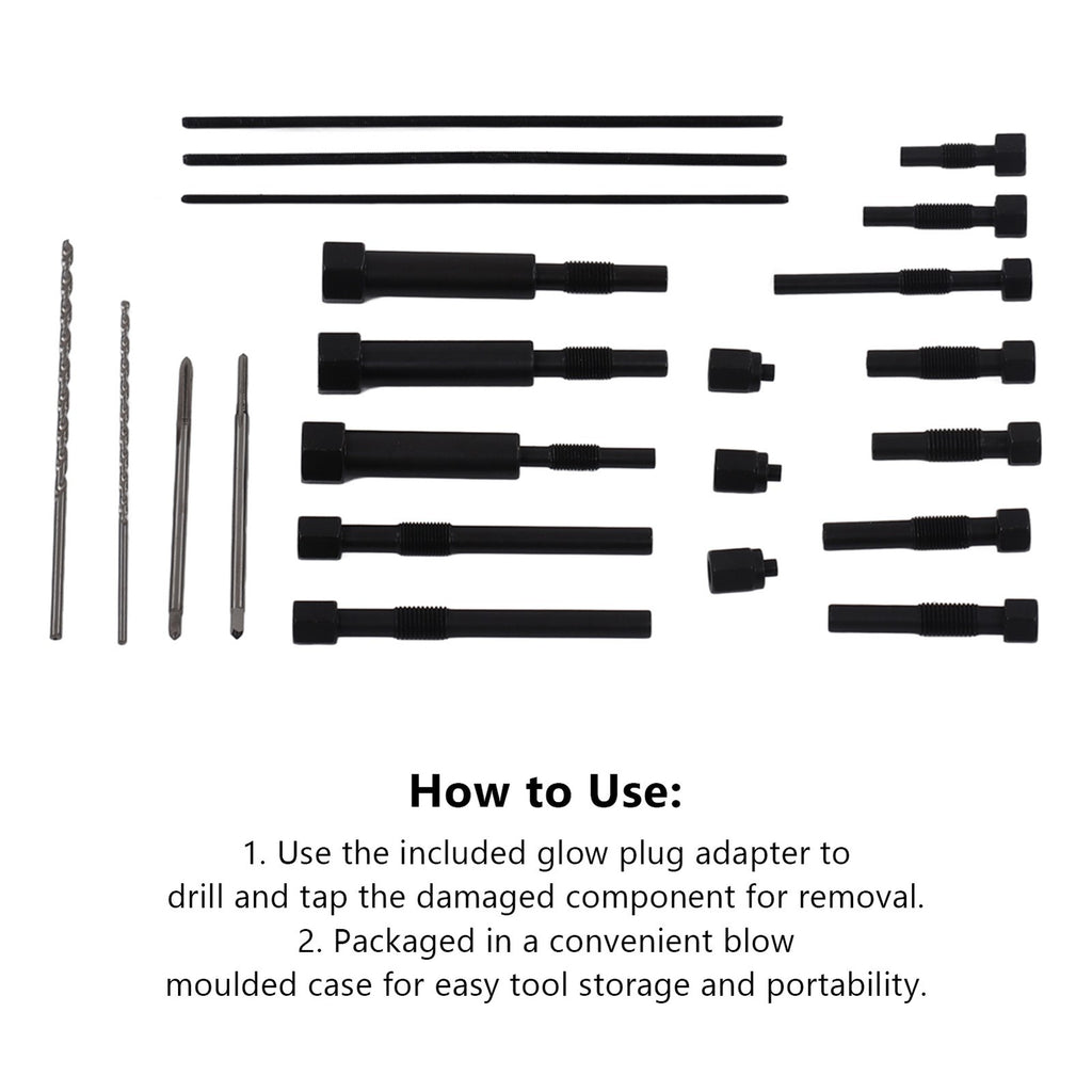 22Pcs Glow Plug Remover Extraction Tool Set with Storage Box for Engine Repair