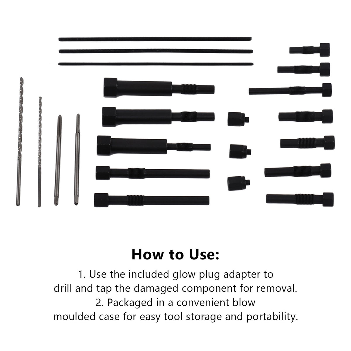 22Pcs Glow Plug Remover Extraction Tool Set with Storage Box for Engine Repair