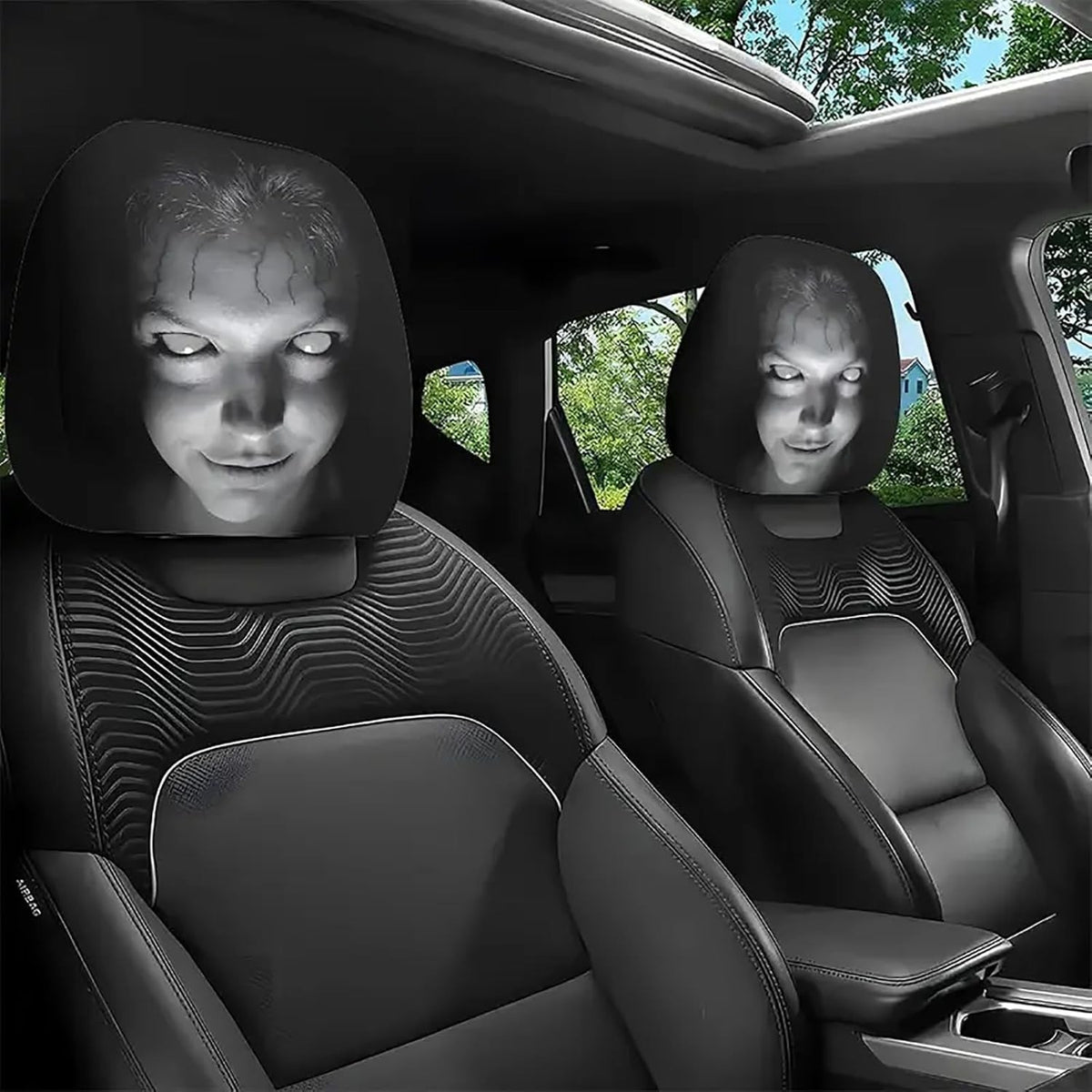 Car Headrest Covers Bold Funny Face Faces Cover, Humorous Car Cushion Covers