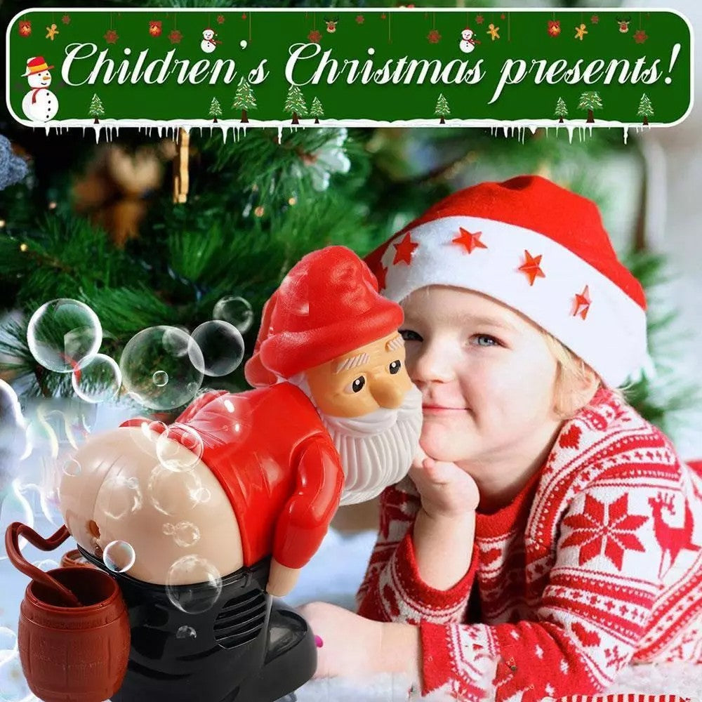 Santa Automatic Bubble Machine  Electric Christmas Funny Fart Bubble Toy For-Kid