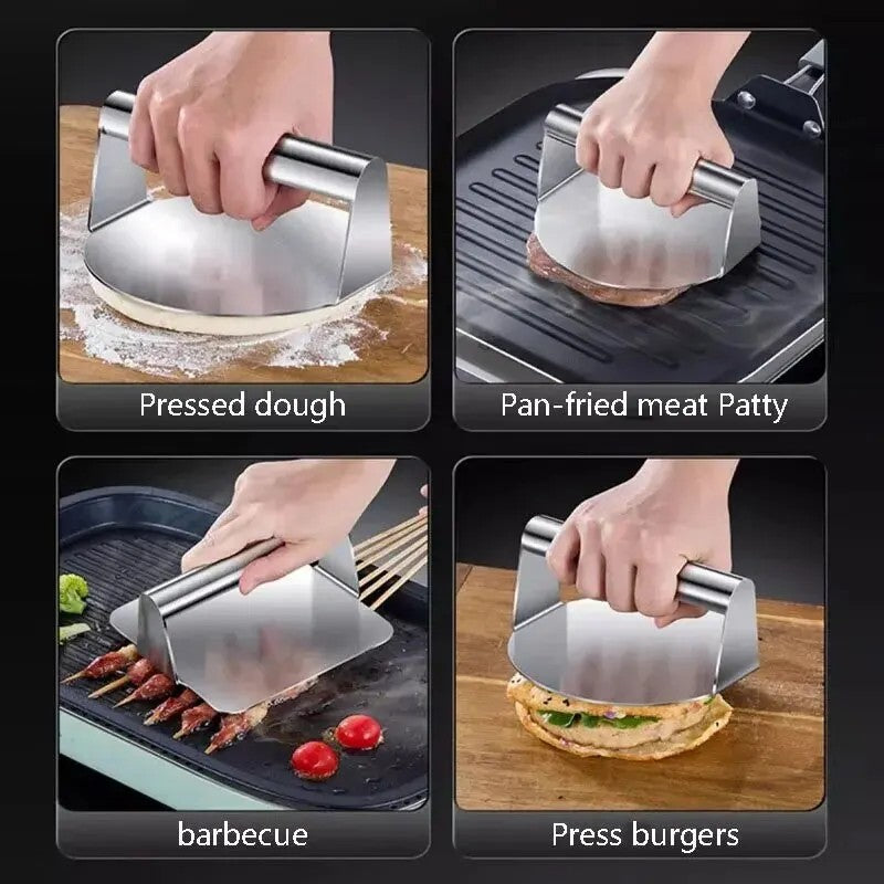 Stainless Steel Burger Press  round Burger Smasher Heavy-Duty Smash UK