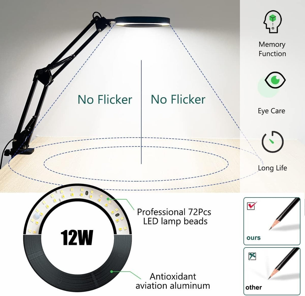 10X Magnifying Glass Lamp LED Light Magnifier Desk Table Task Craft Work Bench