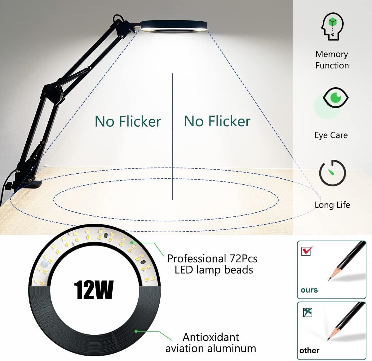 10X Magnifying Glass Lamp LED Light Magnifier Desk Table Task Craft Work Bench