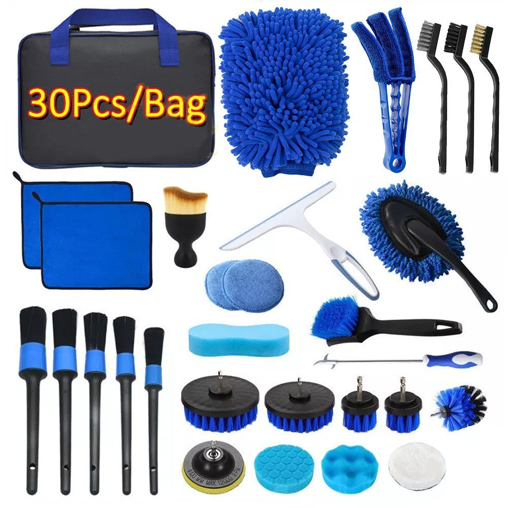 30PCS Automotive Cleaning Brush Set Soft Bristles Car Interior Wheel Wash Tools