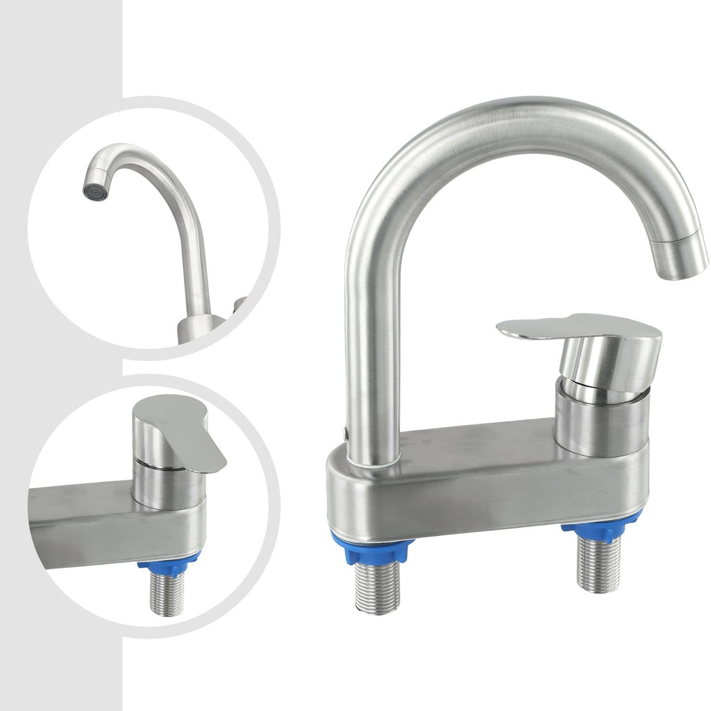 Modern Single Lever Basin Mixer Tap 304 Stainless Steel Hot Cold Water Faucet