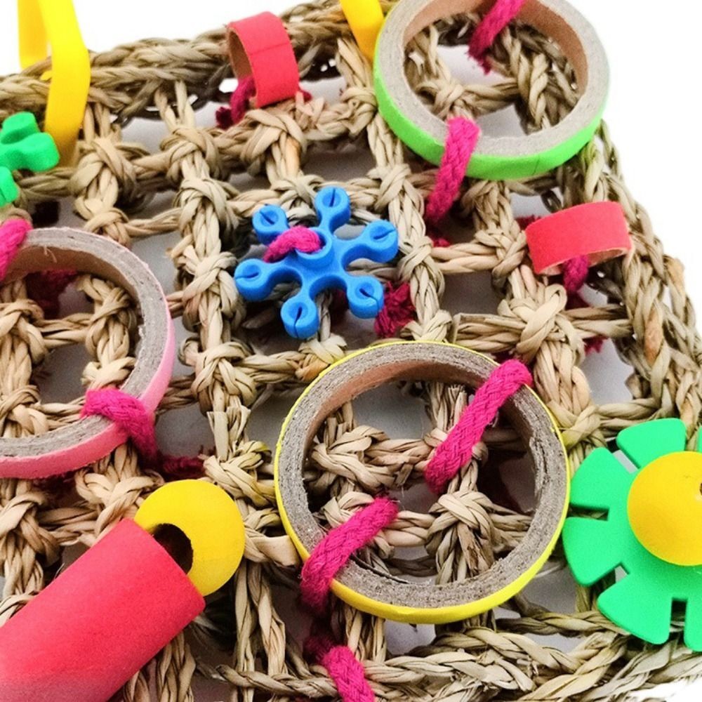 Bird Climbing Net Parrot Toy Woven Seagrass Biting Hanging Hemp Rope Swing Play