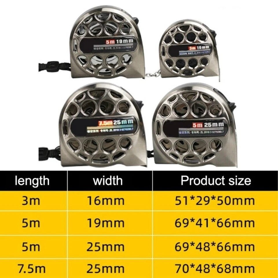 5/7.5m Metric Tape Stainless Steel Retractable Ruler Tape Measure Waterproof