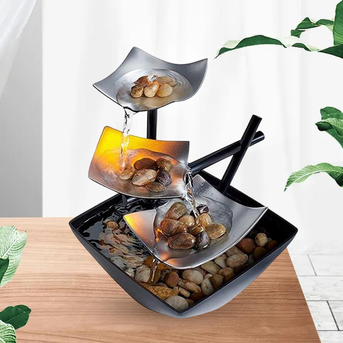 Tabletop Water Fountain USB Powered Water Feature for Indoor Feng Shui Decor