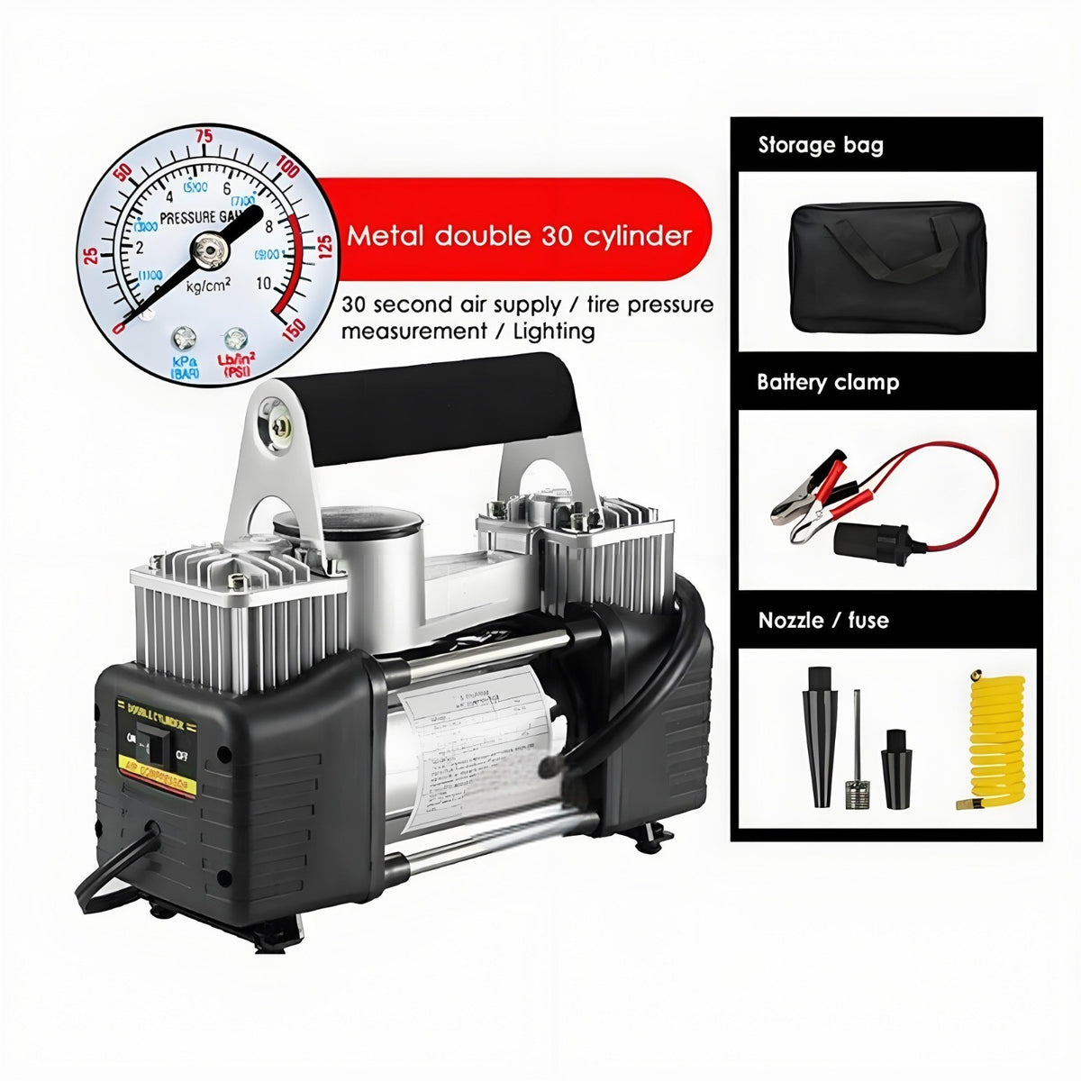 12V Heavy Duty  Electric Car Tyre Inflator 150PSI Portable Air Compressor Pump