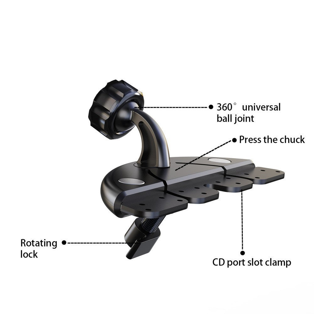 Secure CD Slot Car Mount for CarPlay with Adjustable Viewing Angles Black