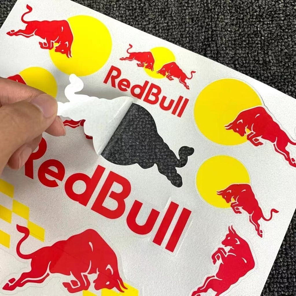 2x Reflective Red Bull Sticker Helmet Bike Body Durable Decal Universal Use ~~！