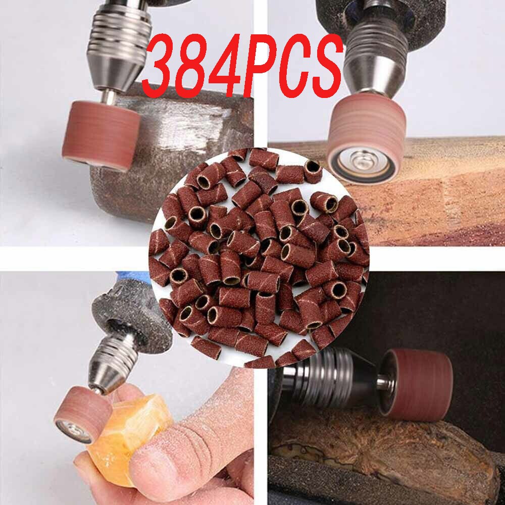 384Pcs Sander Sanding Band Sleeve Drum Rubber Mandrel Set for Dremel Rotary Tool