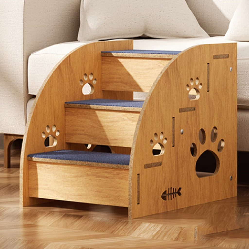 2/3 Steps Pet Ramp Wooden Dog Cat Steps Stairs Non-slip Safety Ladder For Sofa