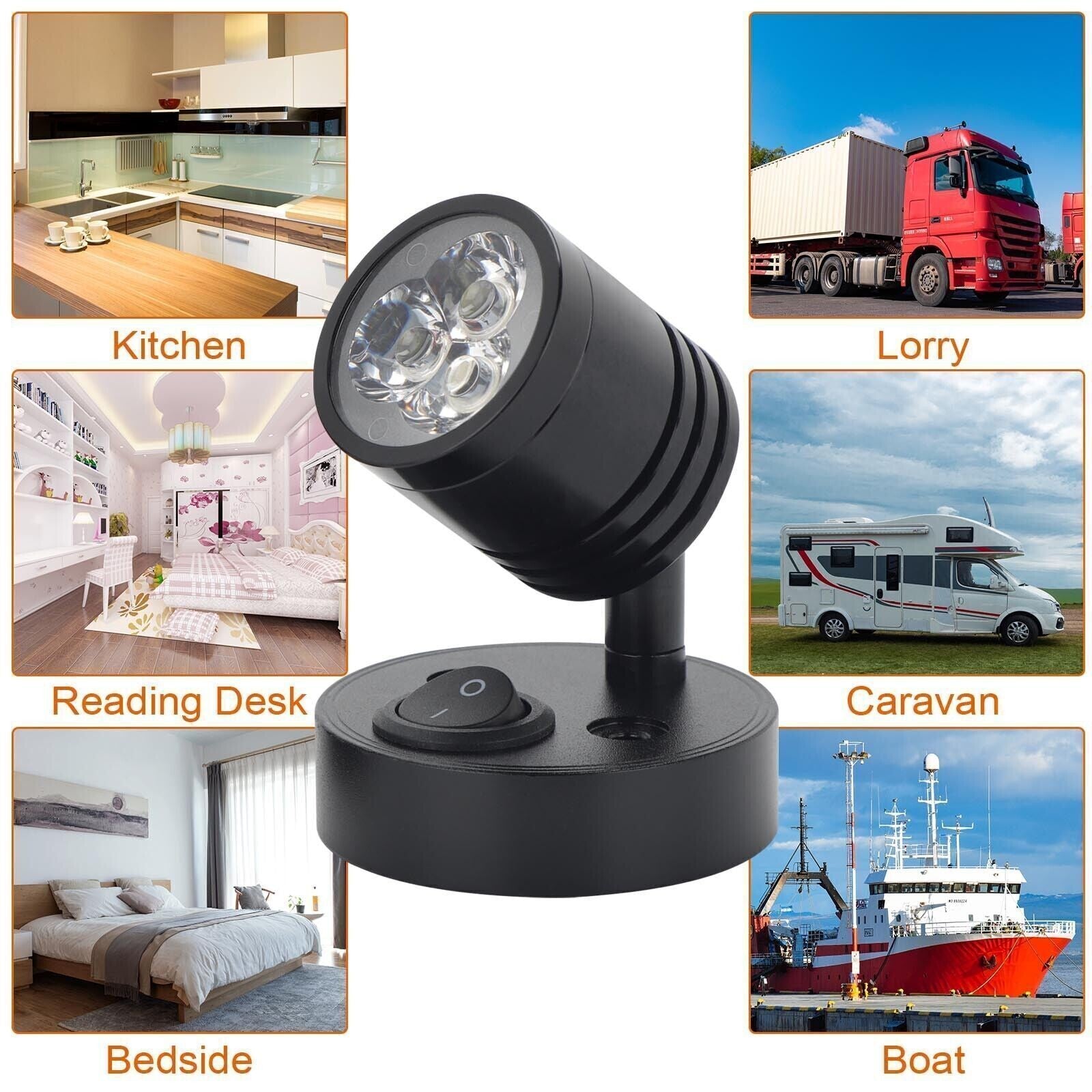 2/4x LED Reading Light Camper Caravan Van Motorhome Boat Interior Spot Lamp 12V