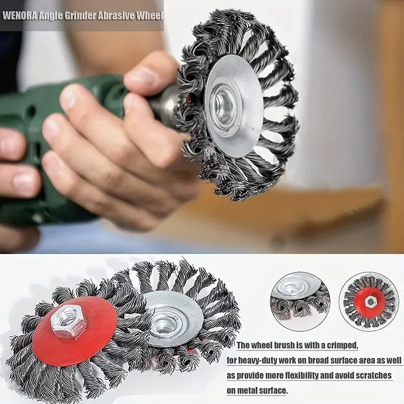 4PCS 4" TWISTED KNOT WIRE WHEELS FLAT BRUSH FOR ANGLE GRINDER REMOVE RUST UK