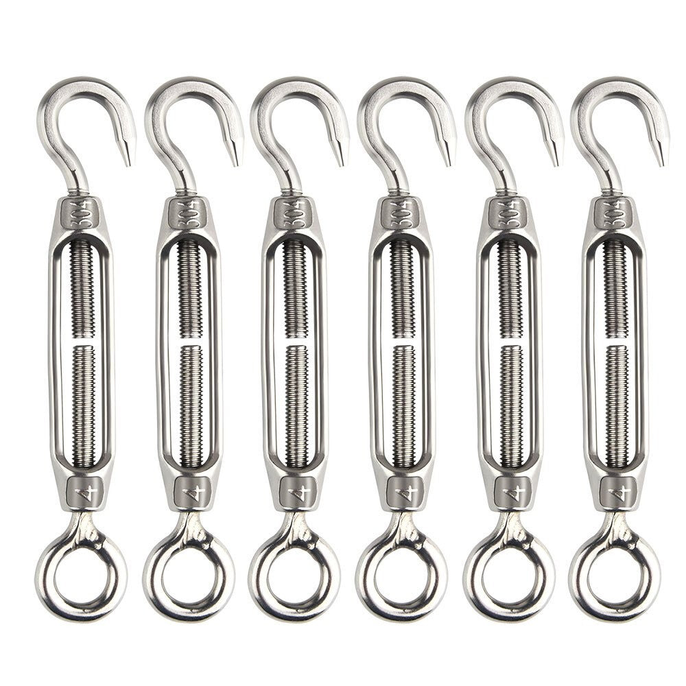 5PC Steel Hook Strainer Turnbuckle Wire Tensioner Eye Rope Cable Tension Heavy