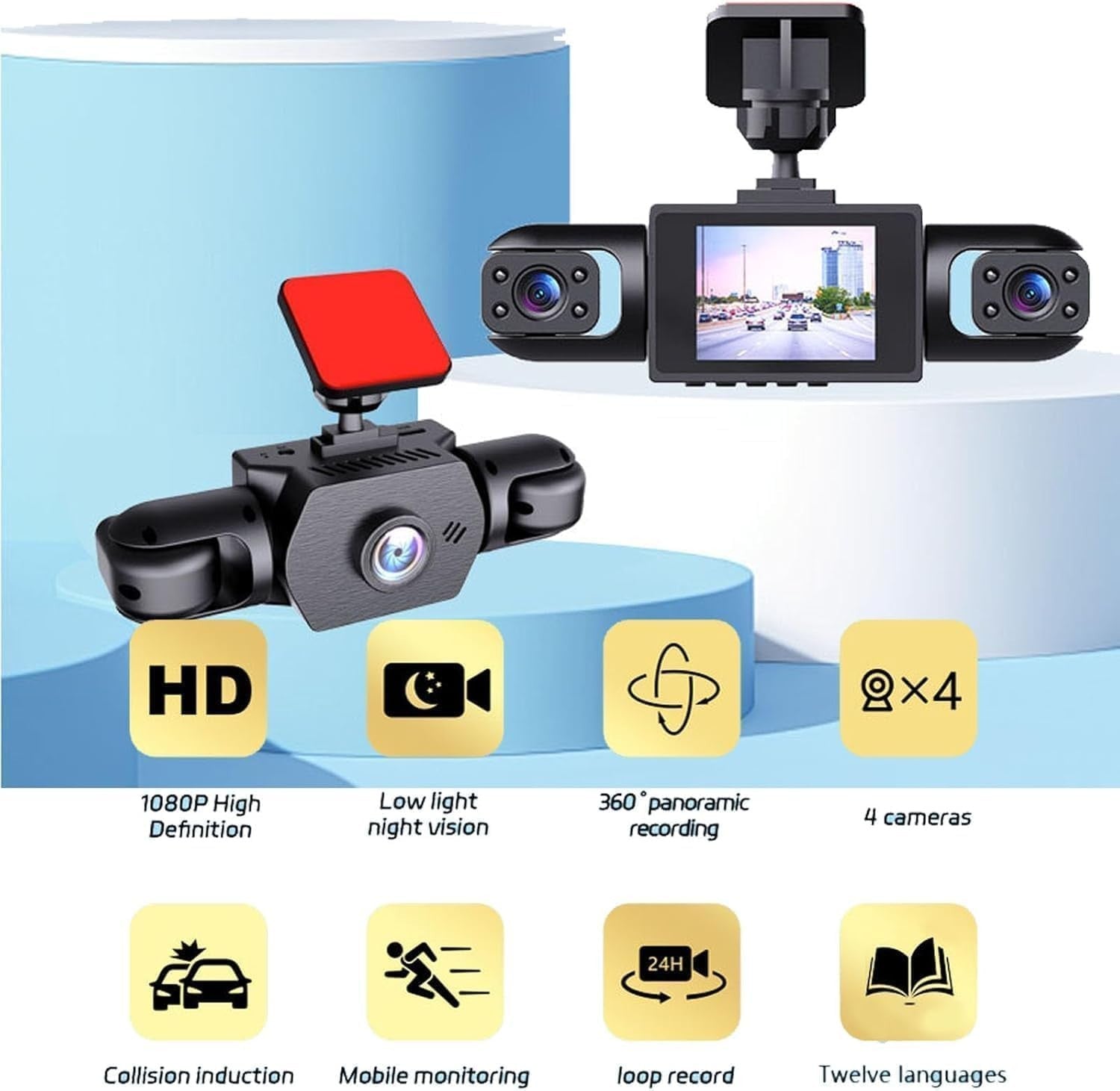 Averyard Dash Cam, Averyard Wire Dashcam, 4 Channel Full View Dashcam System