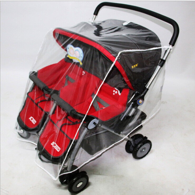 Universal Clear Stroller Rain Cover Double Pushchair Pram Baby Infant Twin