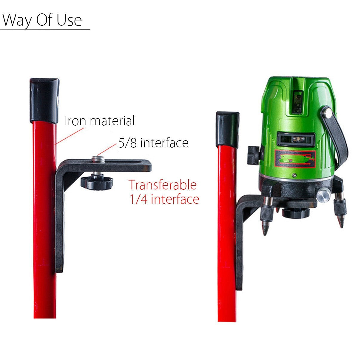 Strong Magnetic Laser Level L-shape Bracket 1/4" & 5/8" Wall Mount Holder Stand
