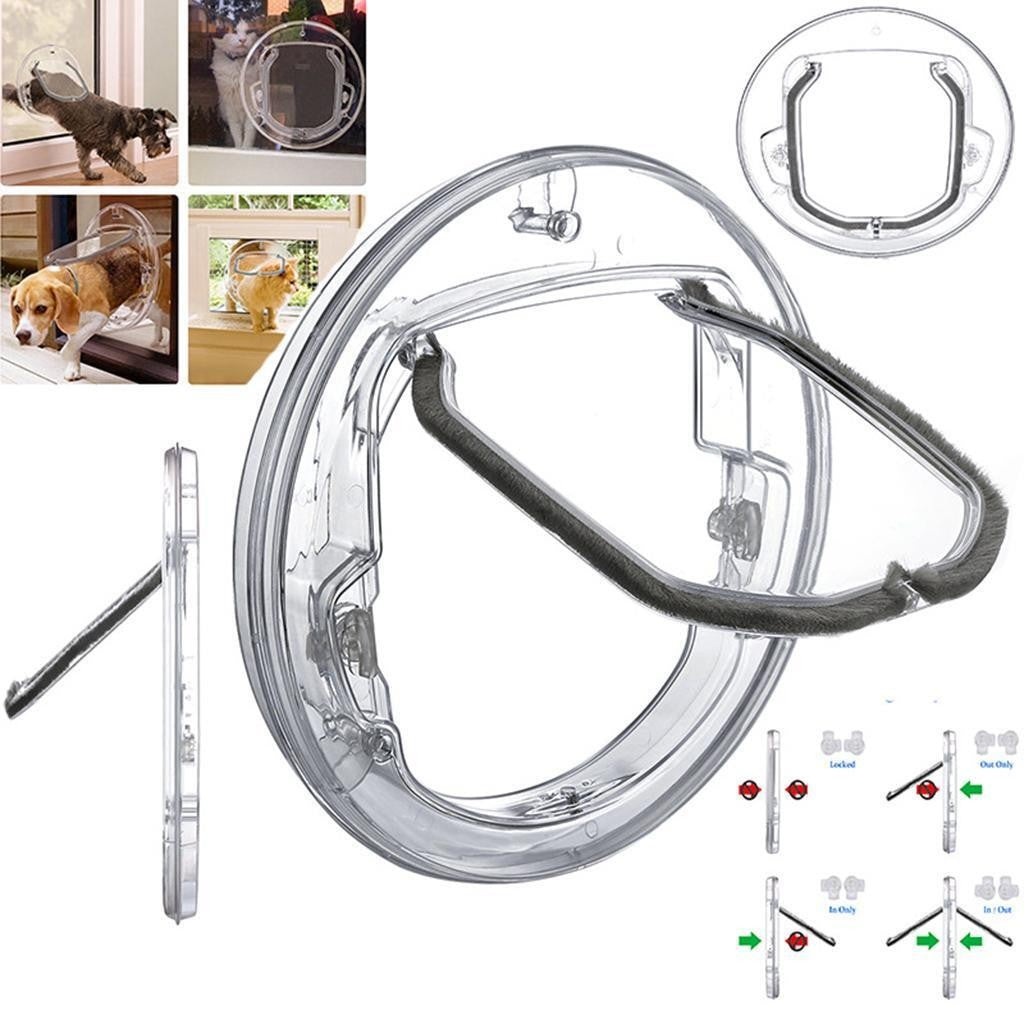 4 Way Round Locking Flap Pets Door Cat Flap Small Dogs For Glass Window Door