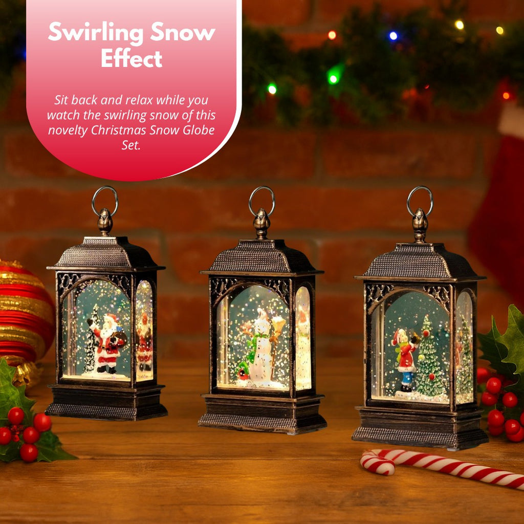 Christmas Santa Train Snow Globe Xmas Home Decor Snowman 25cm 4pc Set Reindeer