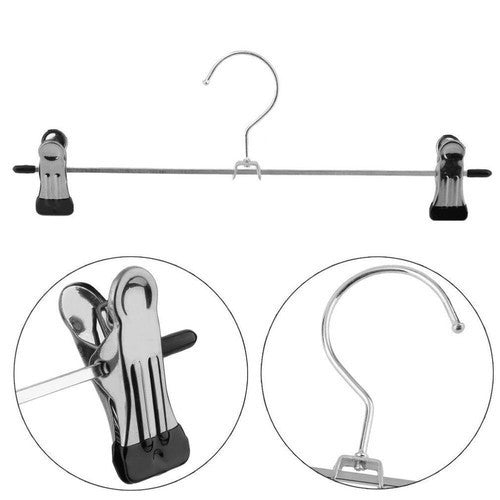 20-Strong Metal Clips Hangers Chrome Clothes Coat Trouser Skirt Non-slip Rack