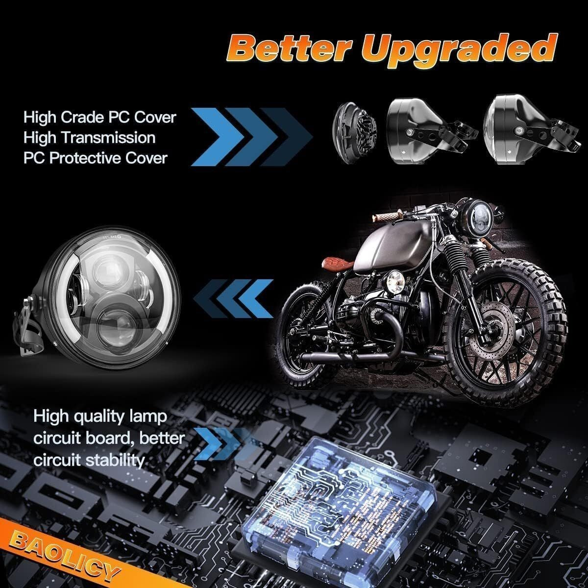 7 Inch LED Motorcycle Headlight W/ Housing Bracket Hi/Lo Beam For Harley
