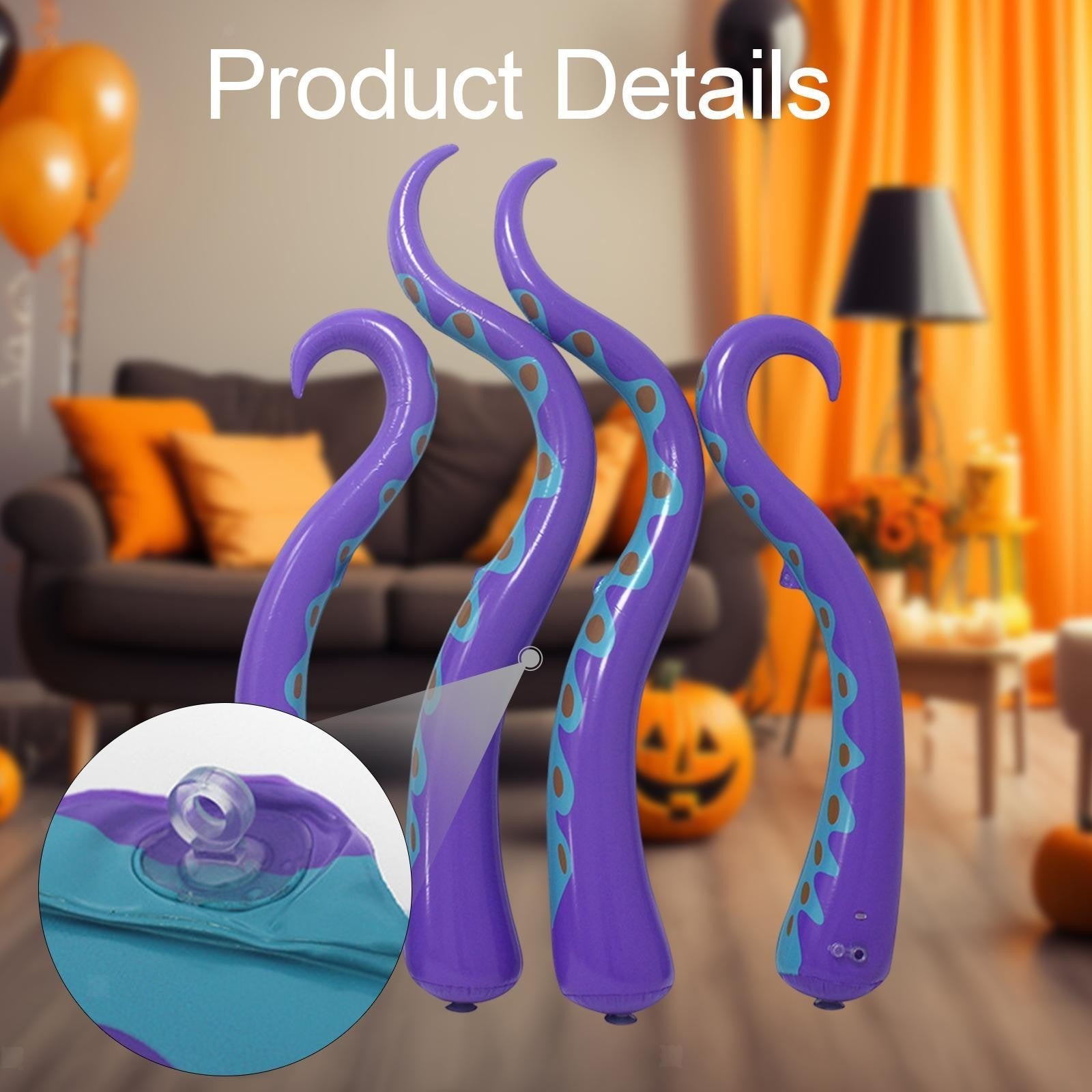 Set of 4 Inflatable Octopus Tentacles for Halloween Window Decoration