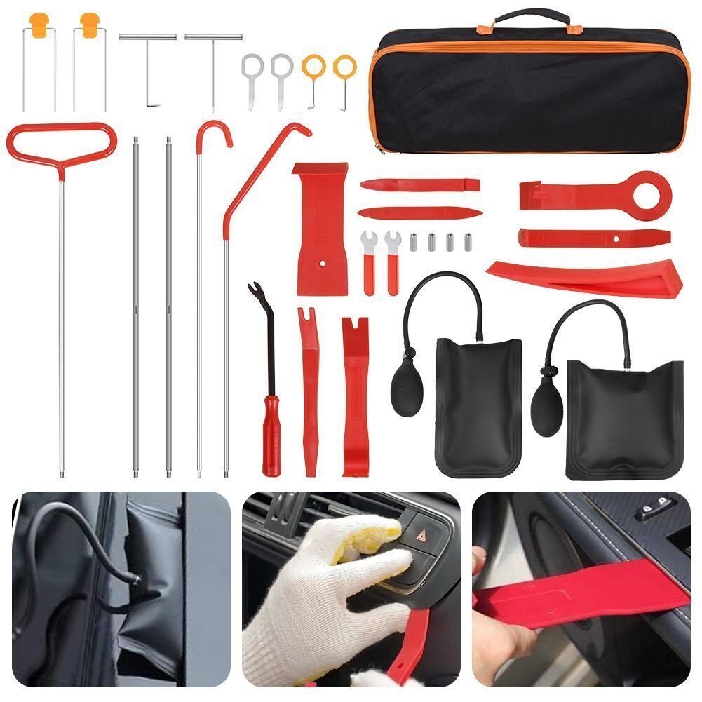 31PCS Car Door Unlock Tool Kit Air Wedge Pump Lockout Emergency Auto Bag Garage