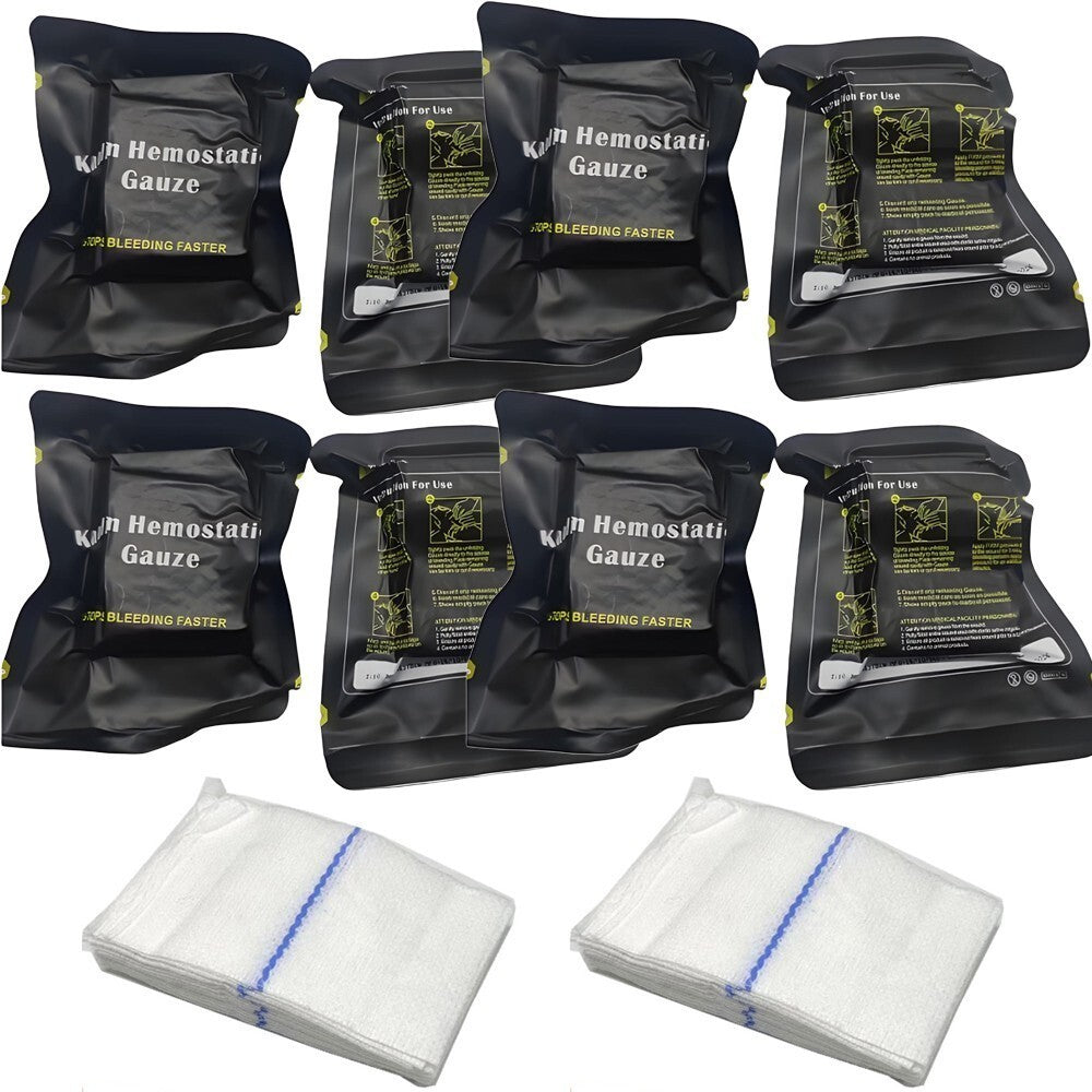 5/10Pcs Hemostatic Kaolin Gauze Combat Emergency Trauma  Medical Wound Dressing