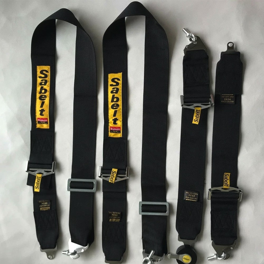 Universal Sabelt 4 Point Camlock Quick Release Racing Seat Belt Harness 3” Black