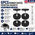 6pcs Heavy Duty Rubber Coated Magnets Mounting Set Outdoor Equipment