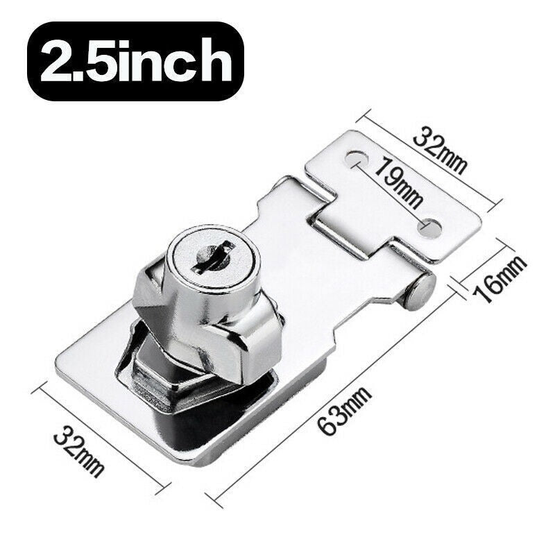 Heavy-Duty Locking Hasp And Staple With Keys Padlock Cupboard Shed Garage Lock