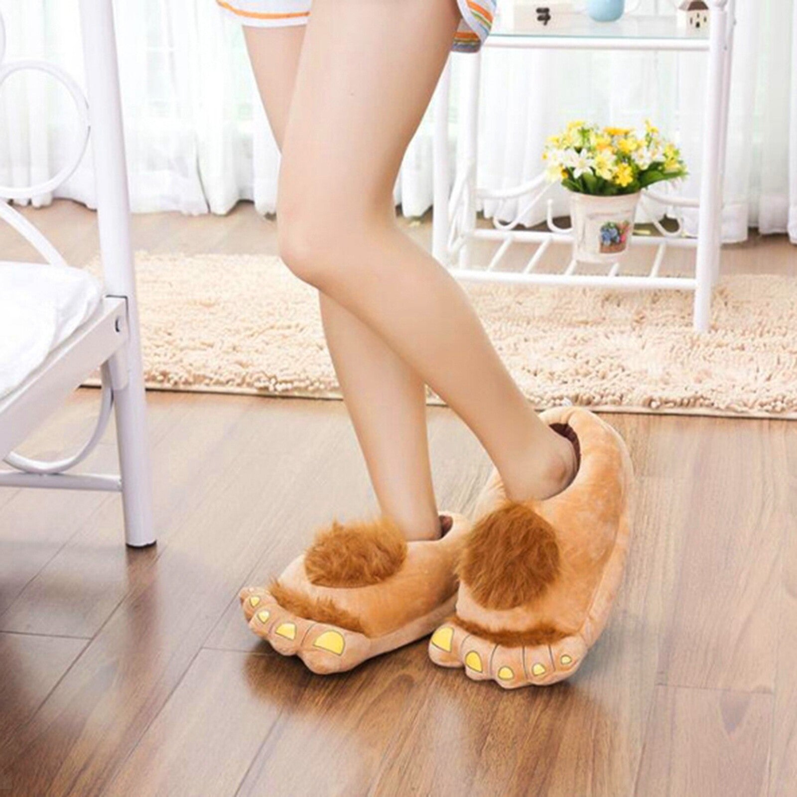 Womens Plush Slippers Monster Adventure Novelty Winter Warm Hobbit Feet Slippers