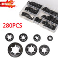 280/340Pcs Starlock Washers Push On Lock Star Tooth Grab Fastener Clips Lock Set