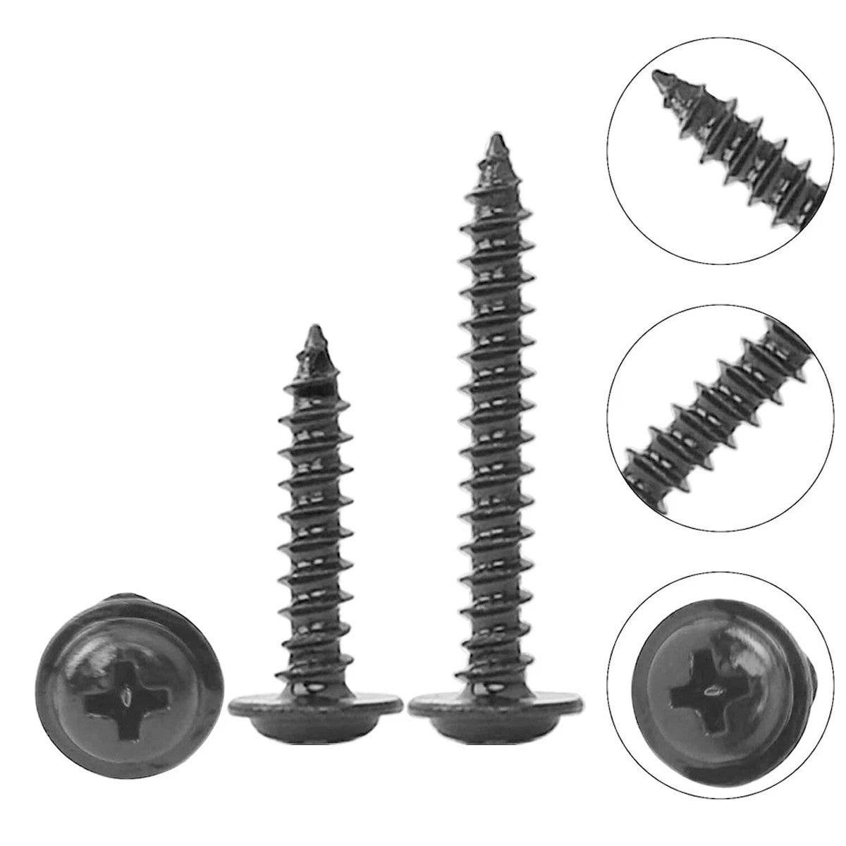 340Pcs Phillips Self Tapping/Drilling Black Screws Wafer Head for Timber & Metal