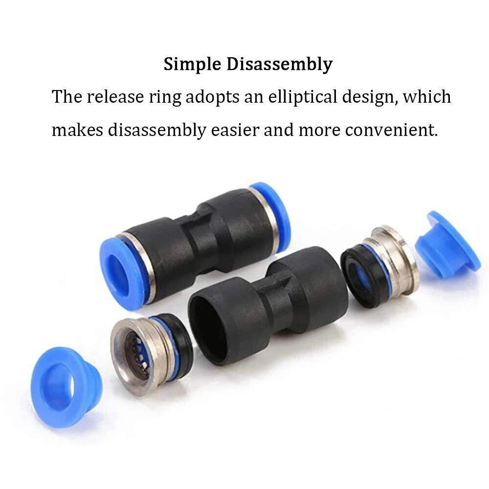 50x Straight Push Connectors Pneumatic Connect Fittings Air Line Quick Hose sets