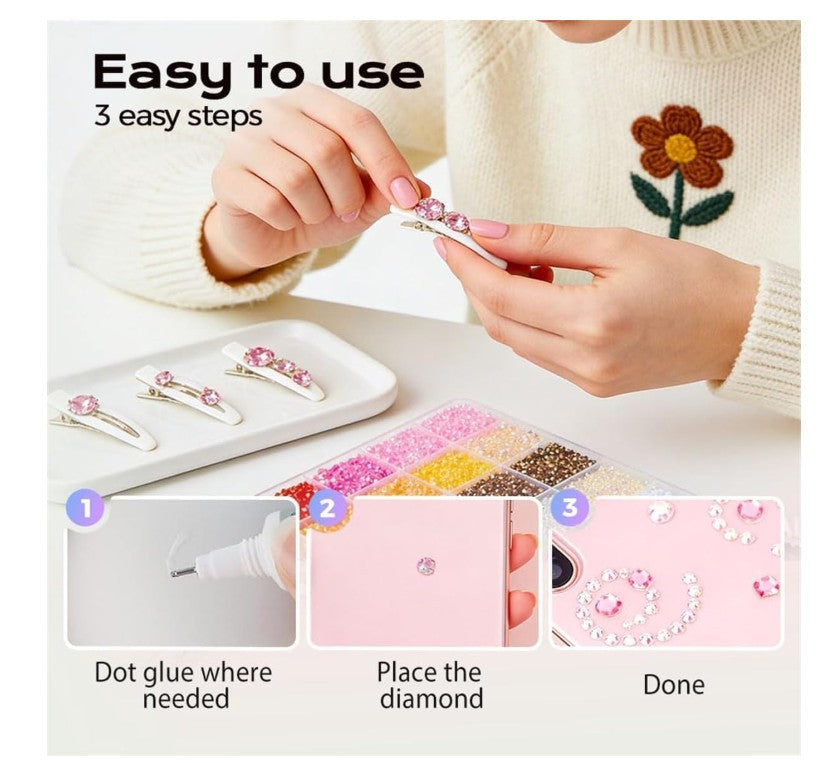 3mm Flatback Resin Nail Gems 24000PCS DIY Colorful Rhinestone Bedazzling Set