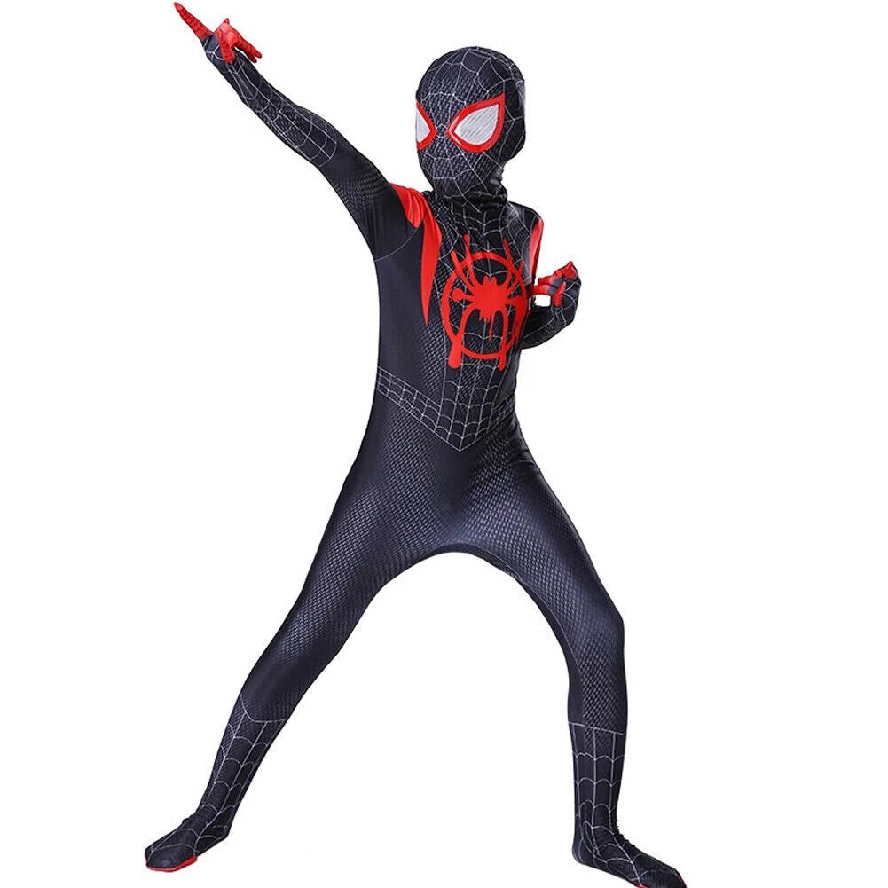 Miles Morales Spiderman Costume Men Boys Into Spider-Verse Cosplay Fancy Dress