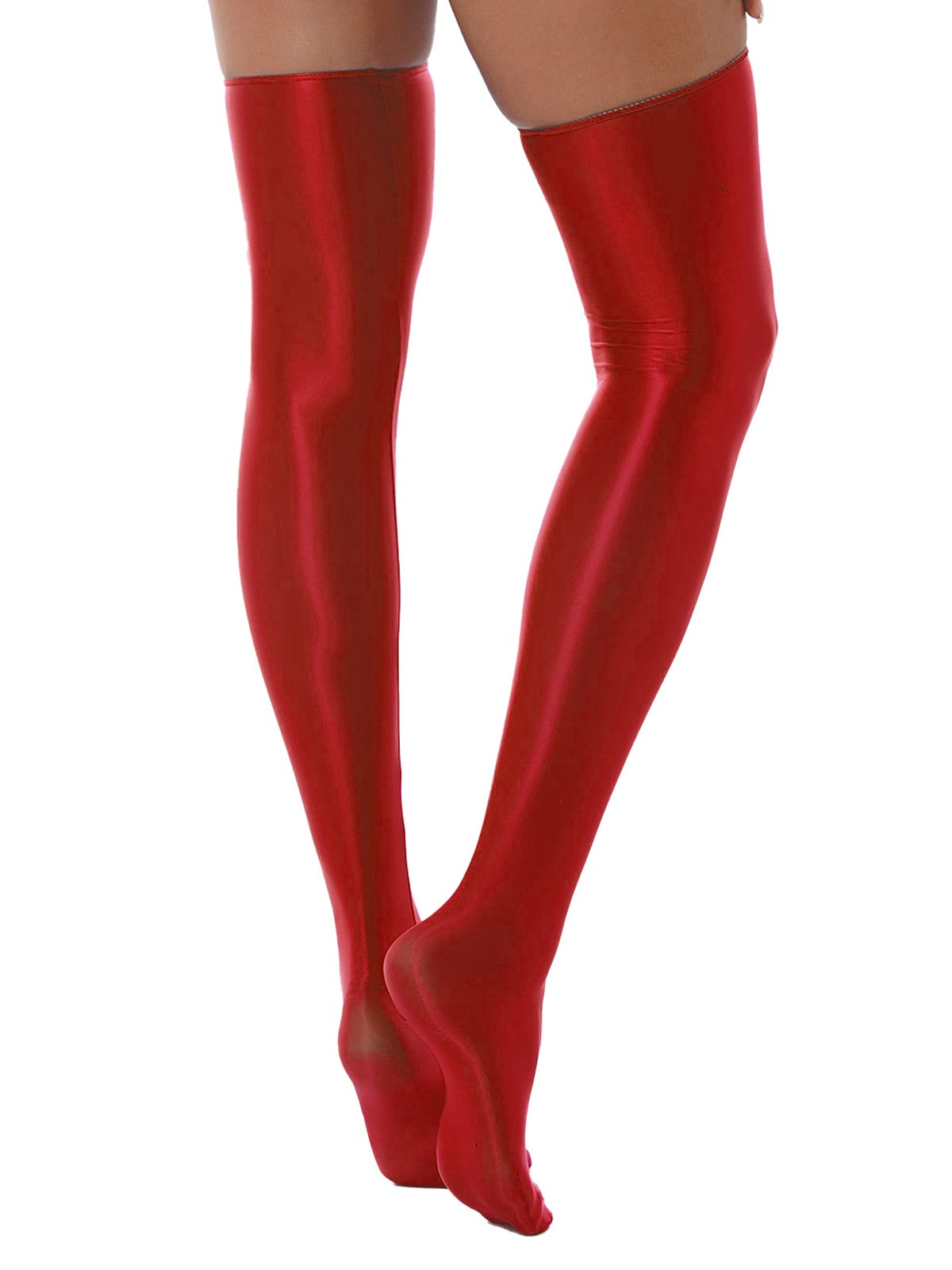 1 Pair Womens Oil Shiny Stockings Stretchy Footed Thigh High Stockings Lingerie
