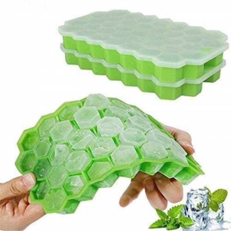 Ice Block Mold With Cover Green silicone Ice Cubes Trays & Moulds