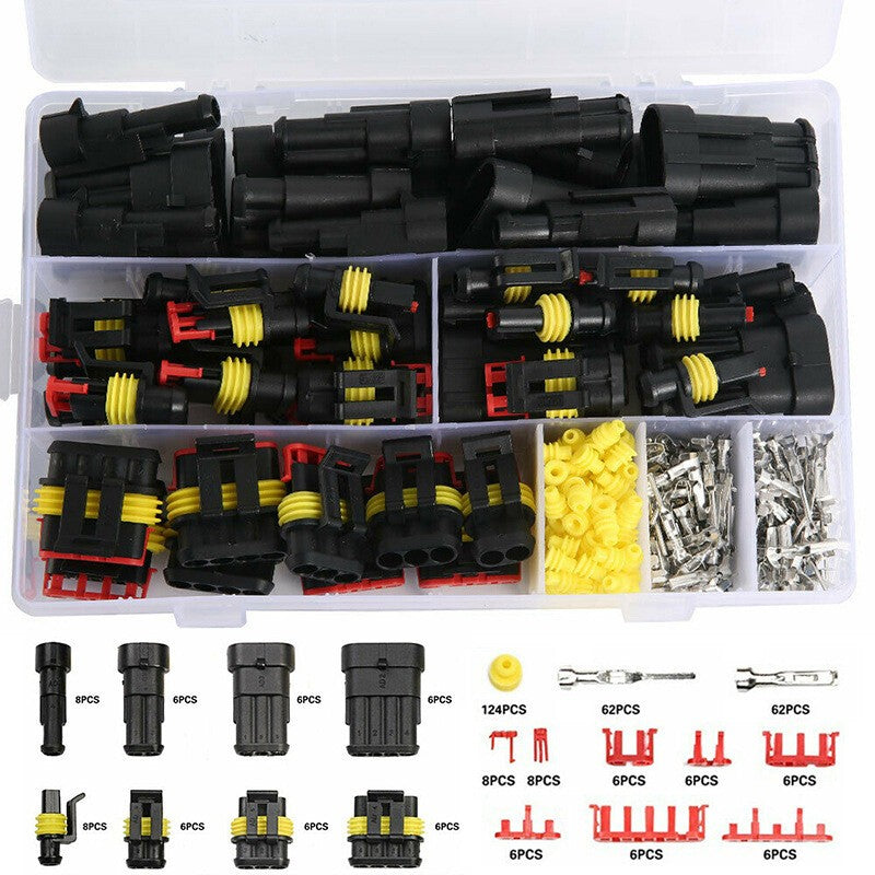 352Pcs 12V Electrical Wire Connector Plug Terminal Kit 1/2/3/4 Pin Waterproof