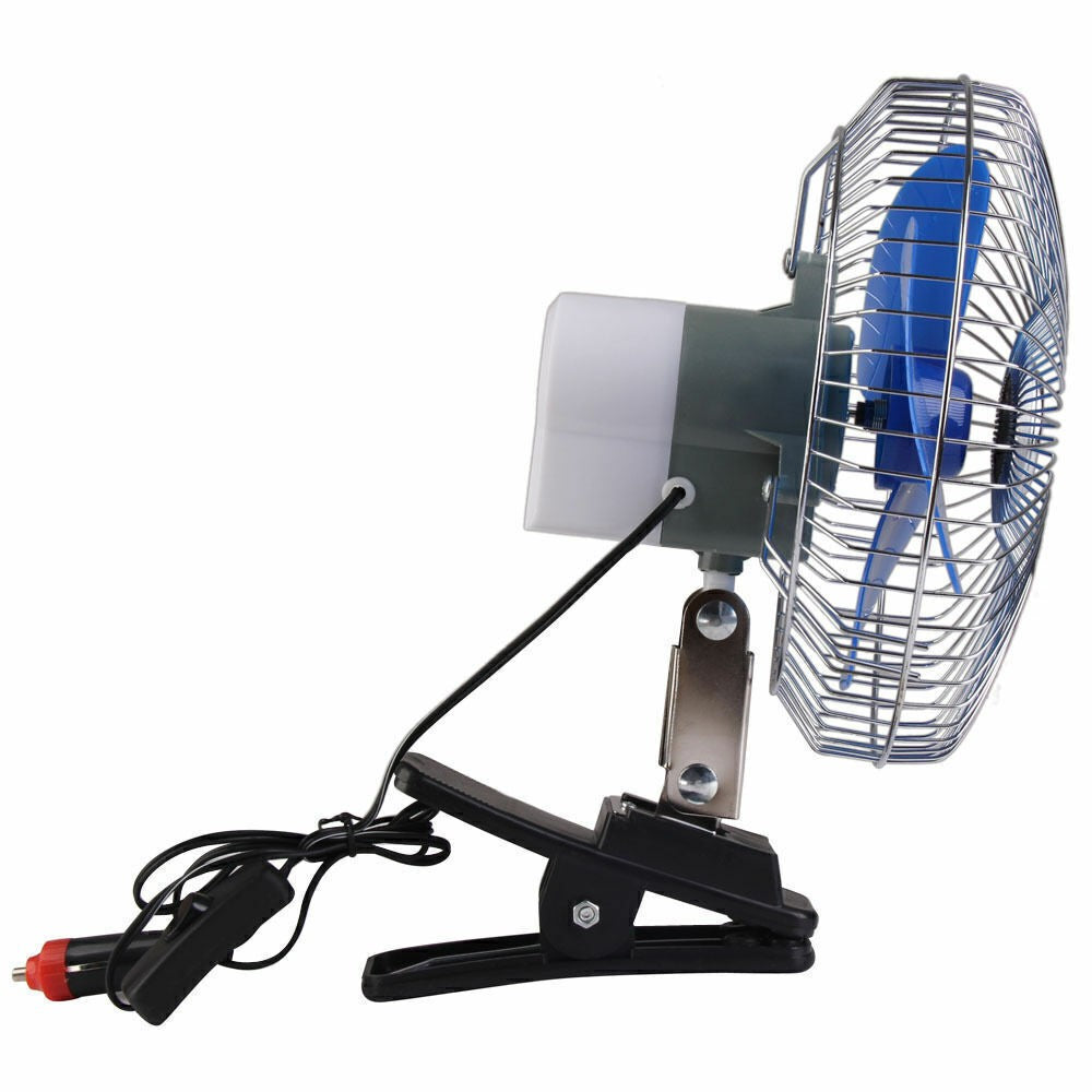 10 Inch 12V Oscillating Car Dashboard Cooling Fan Clip On For Vans Caravan