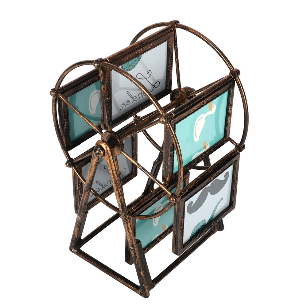 Rotating Ferris Wheel Photo Frame 12-Slot Vintage Wedding Carousel Picture Frame