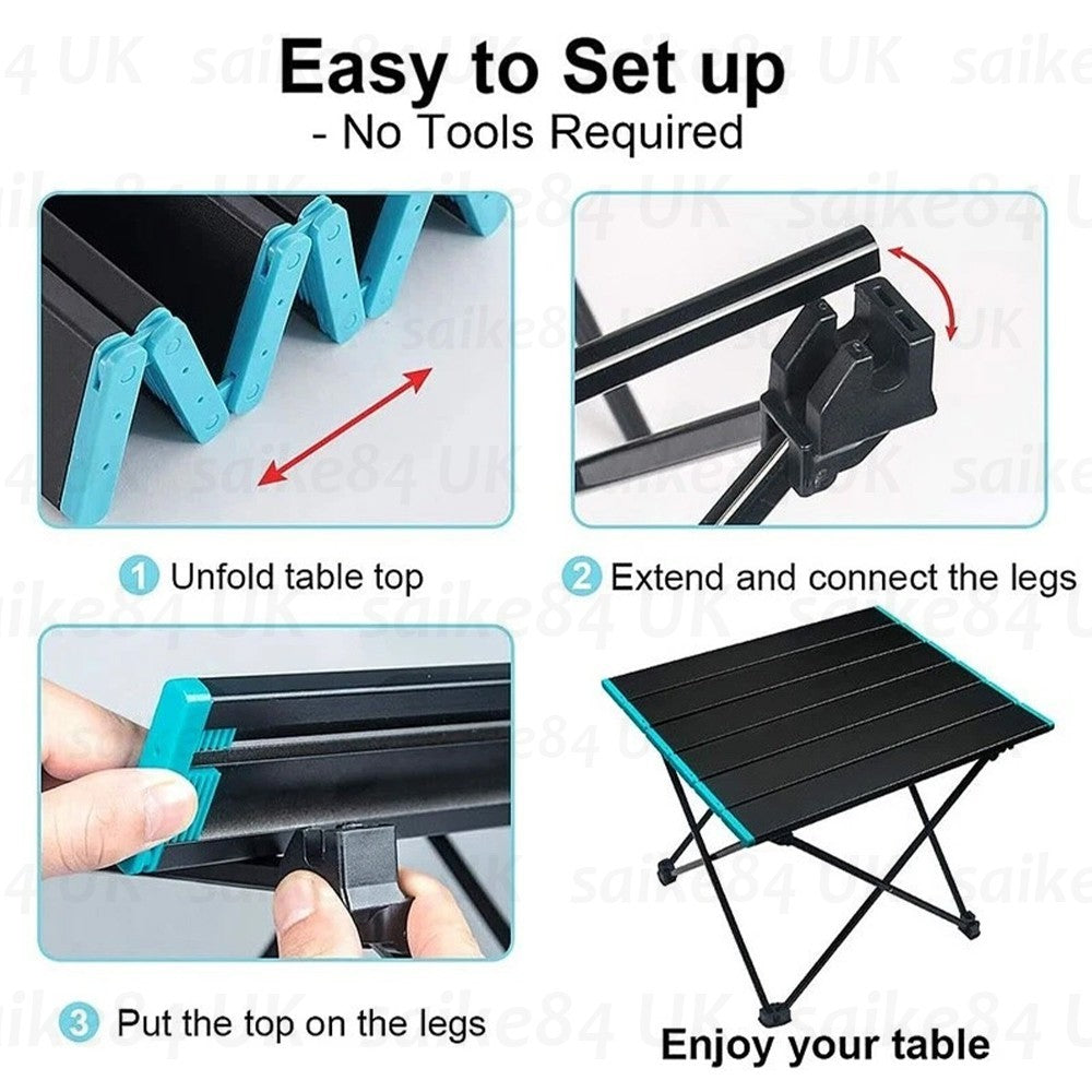 Portable Folding Aluminium Camping Table Outdoor Picnic BBQ Desk With Carry Bag
