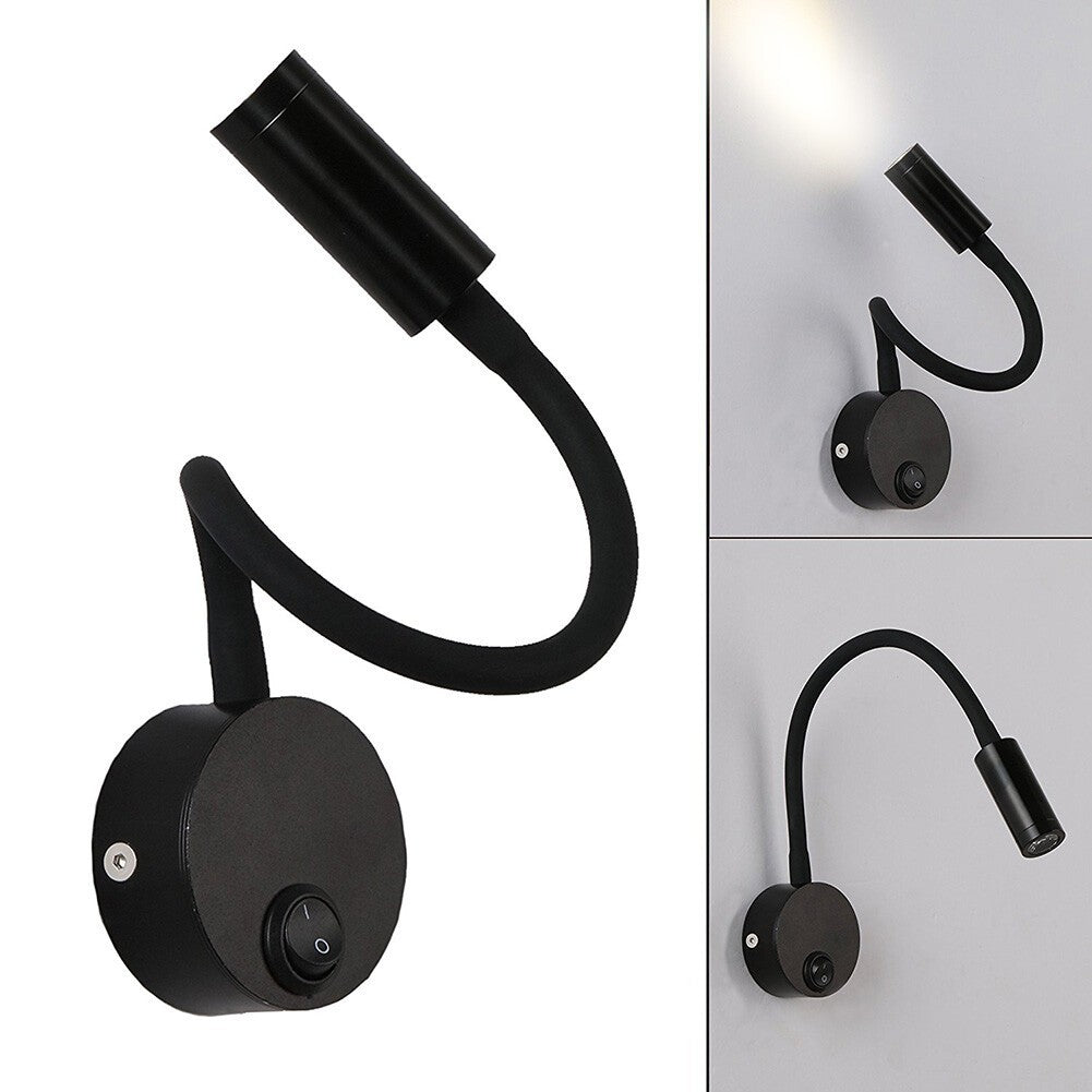 LED Light Reading Wall Mount Adjustable Gooseneck Eye Care Lamp 360° rotation