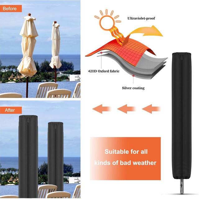 420D Rotary Dryer Washing Line Cover with Zip Heavy Duty Waterproof 165x16x16cm